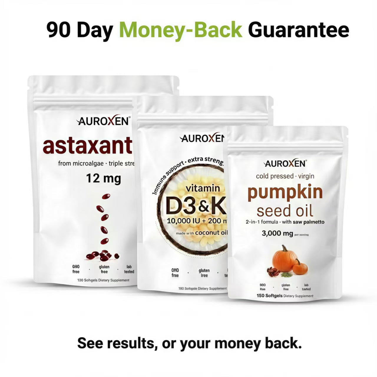 Vitamin D3 & K2 + Astaxanthin + Pumpkin Seed Oil Bundle