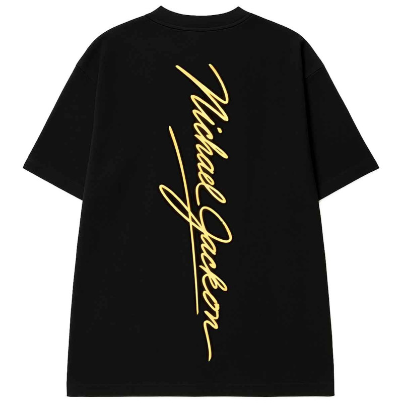 Oversized Black Michael Jackson T-Shirt – Portrait & Gold Signature